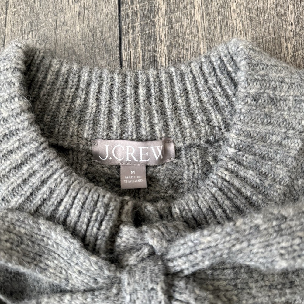 J.Crew Cardigan Coquette Sweater Gray Wool Alpaca Blend Cottage Preppy Womens M - Picture 3 of 16